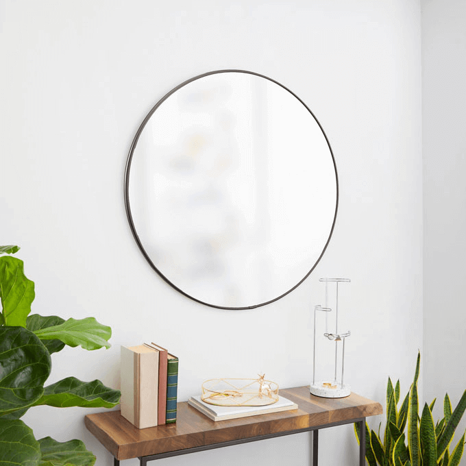 Miroir rond en métal noir 48" | Entrepôt de la Réno