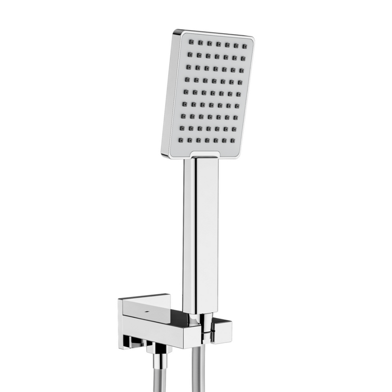 Chrome Square Bath Faucet with Hand Shower