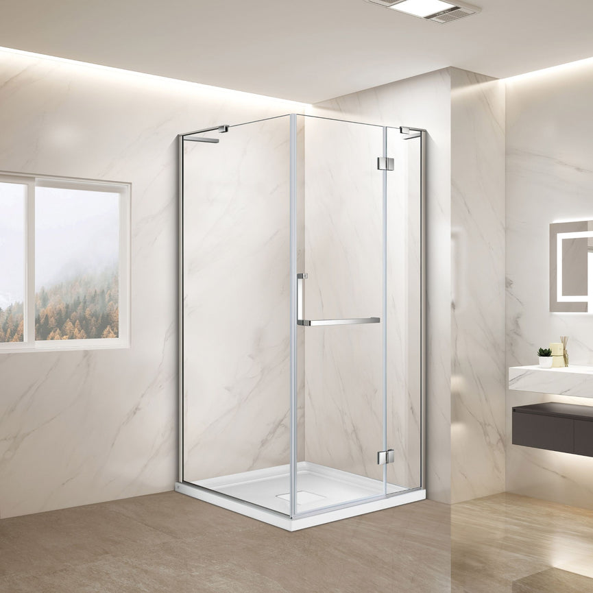Douche (Base et Vitres inclus) chrome 36"X36" en coin | Entrepôt de la Réno