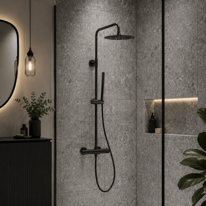 Colonne de douche CASCATA - rond noir mat