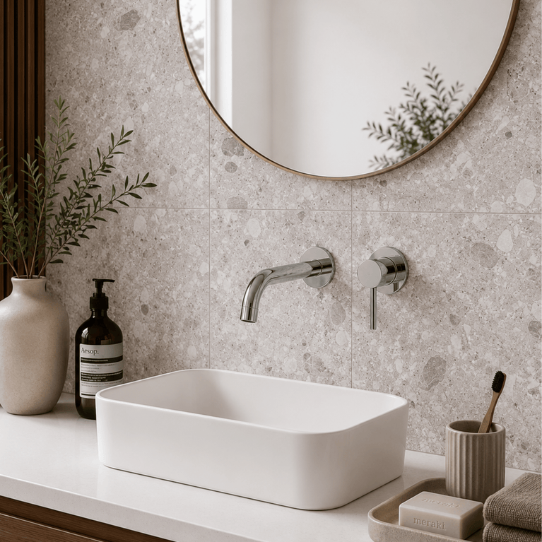 Robinetterie INIZIO murale pour vasque chrome