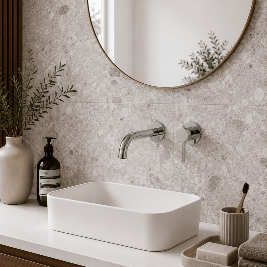 Robinetterie INIZIO murale pour vasque chrome