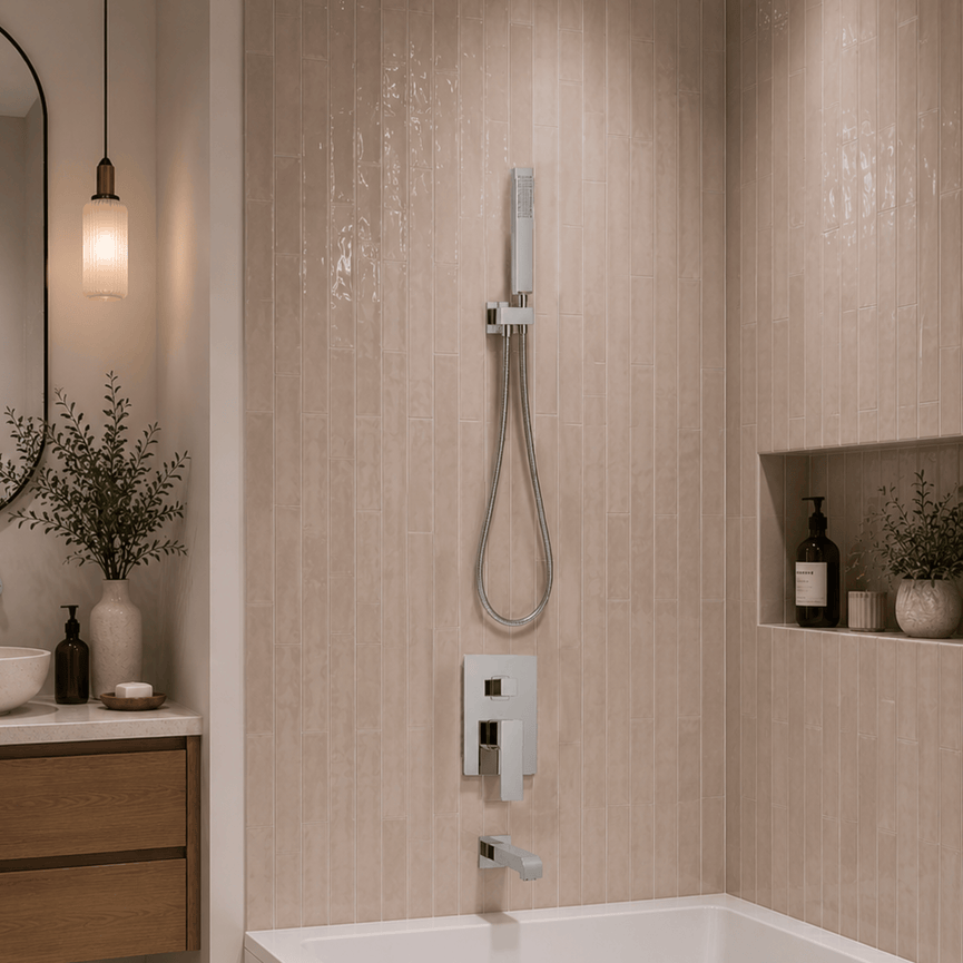 Robinetterie SERENITA murale pour bain douche carré chrome