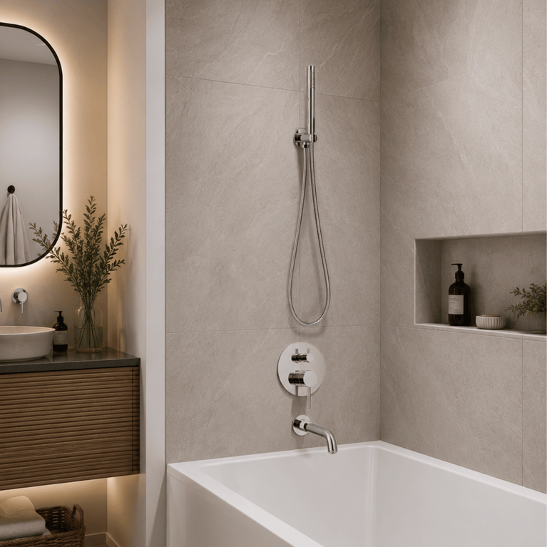 Robinetterie SERENITA murale pour bain douche rond chrome
