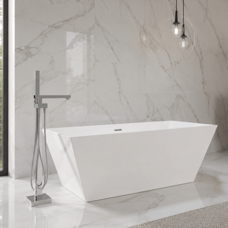 Robinetterie SERENITA pour bain autoportante - carré chrome