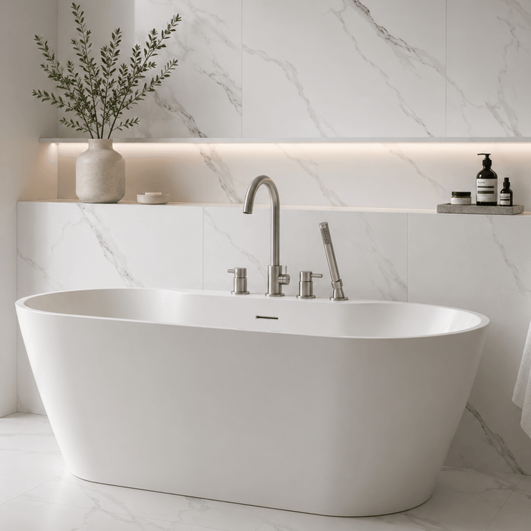 Robinetterie SERENITA sur bain - acier brossé