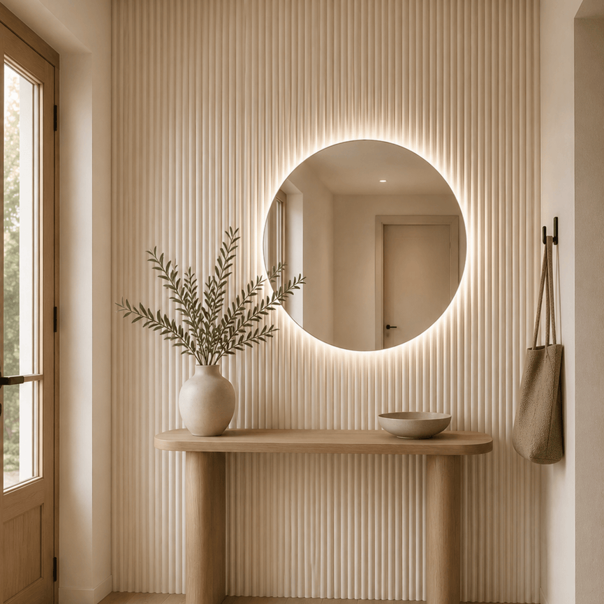 Panneau décoratif mural WPC – demi-rond crème