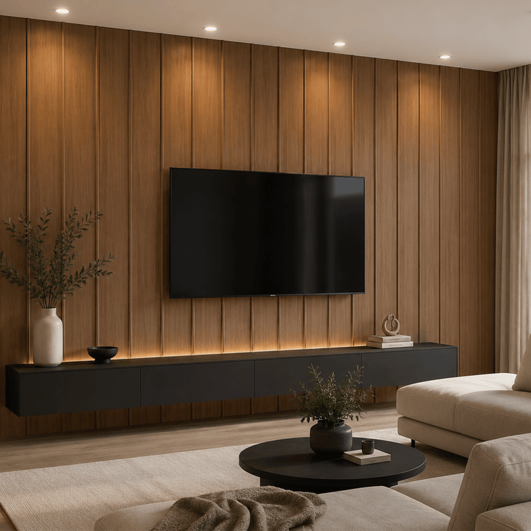 WPC Decorative Wall Panel – Wide Amber Wood Slat