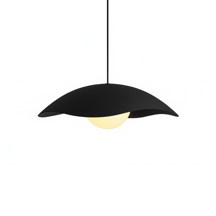 AURORA - Luminaire suspendu silhouette arrondie et fluide 16" - Noir mat