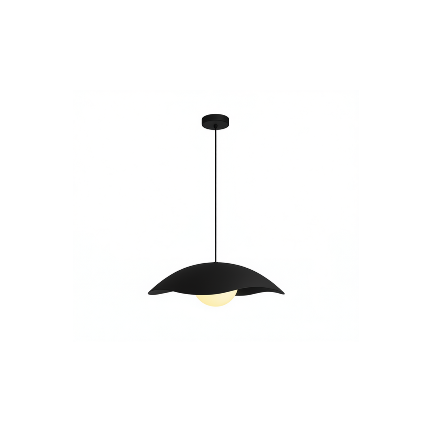 AURORA - Luminaire suspendu silhouette arrondie et fluide 16" - Noir mat