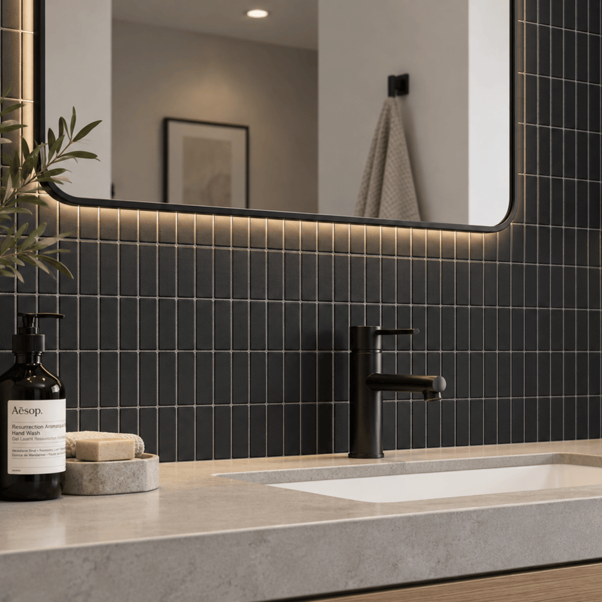 Céramique mosaïque murale 1x3 Charbon