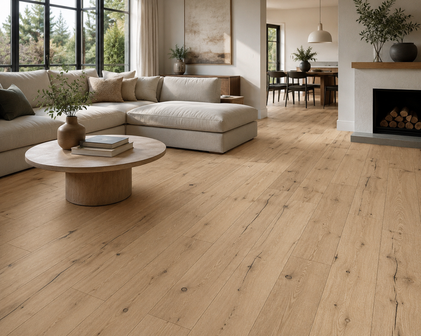Plancher d'ingénierie chêne blanc - Grade champêtre - Crema