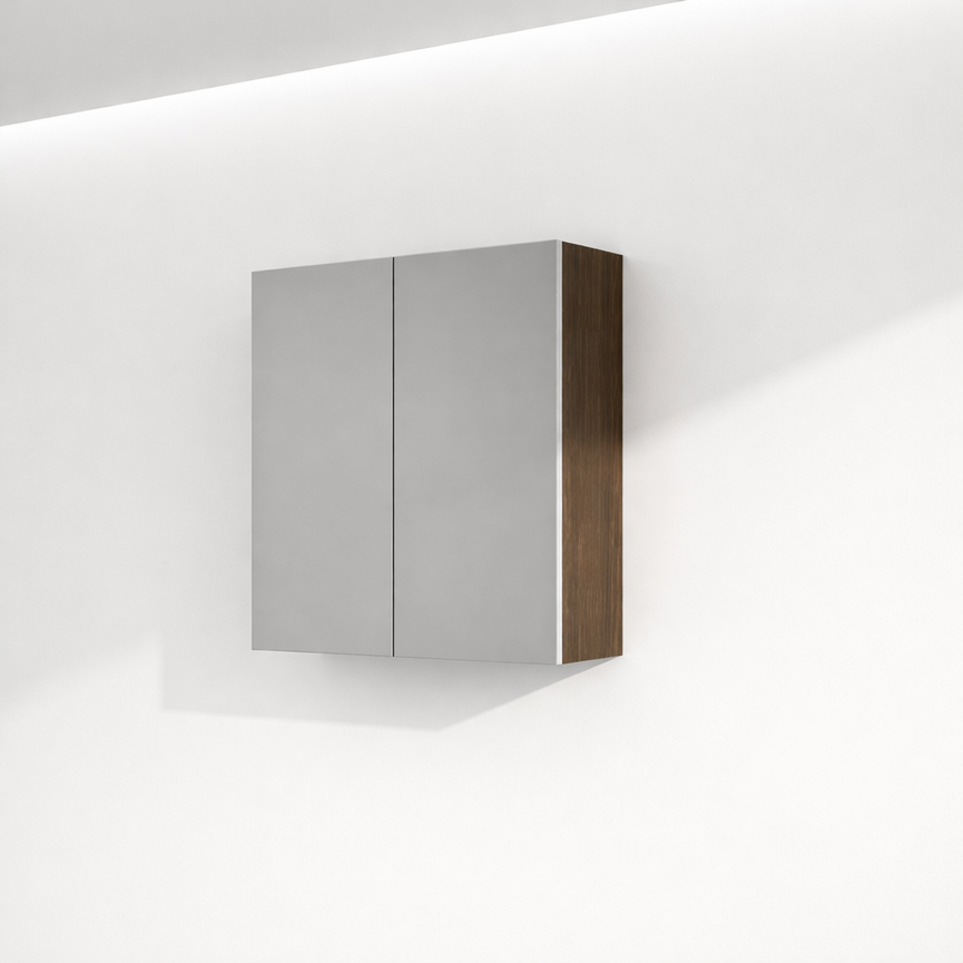 Armoire murale 26 x 24 pouces avec 2 portes miroirs - bois noyer