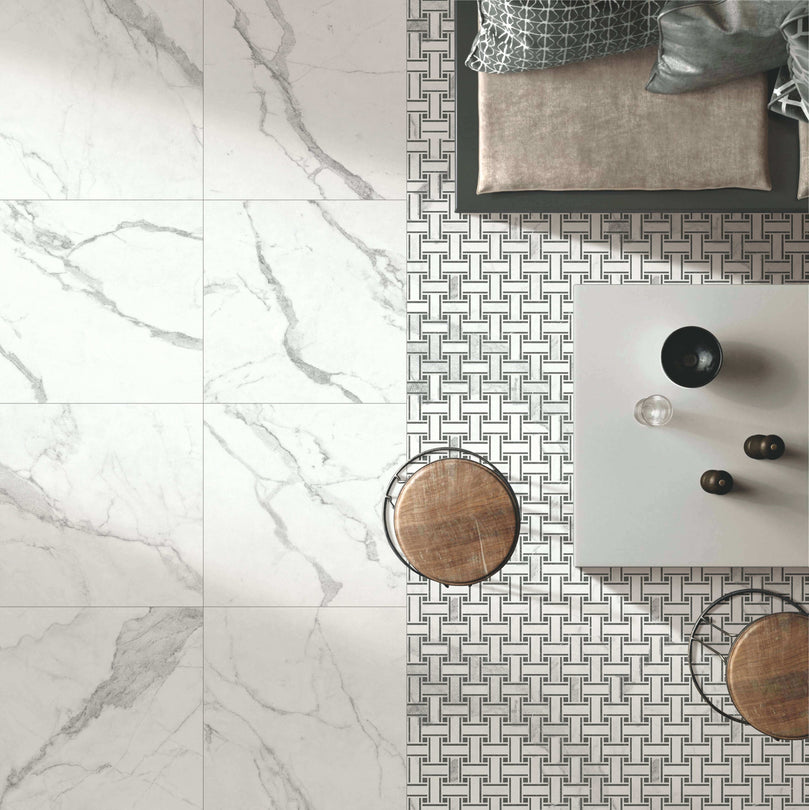 Céramique 24x24 - bianco - Marble Stone | Entrepôt de la Réno
