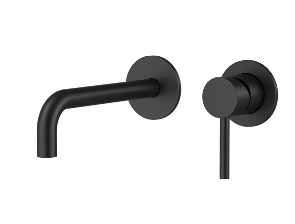 Robinet de salle de bain mural rond noir