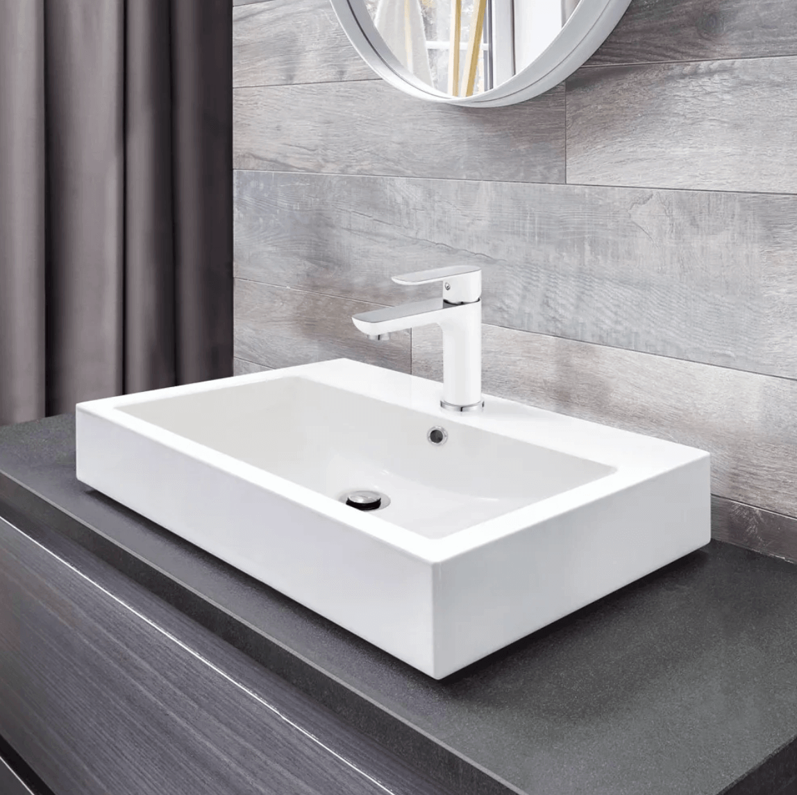 Lavabo De Salle De Bain Rectangulaire En Céramique Blanche 81x48x19,5