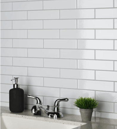 Céramique murale Métro 2"X 8" blanche polie | Entrepôt de la Réno