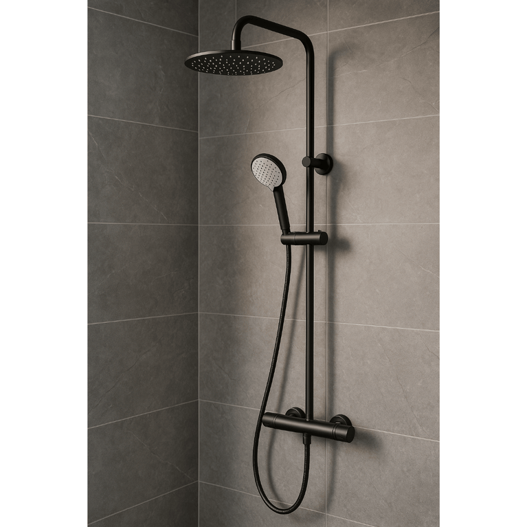 Round Shower Column - Matte Black