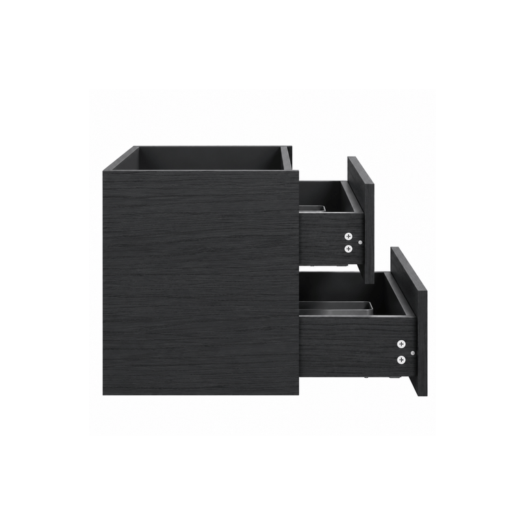 Vanity with ceramic countertop - black wood effect