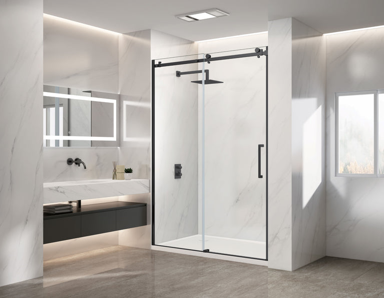 Douche (Base et Vitres inclus) noire 36"X48" en alcove | Entrepôt de la Réno