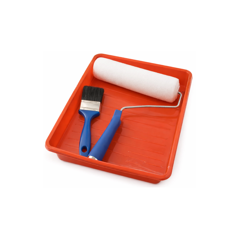 Paint roller set - brush, roller, and tray