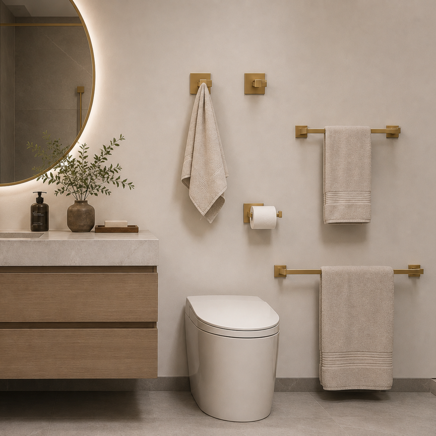 Bathroom accessory set - 24" Square Gold