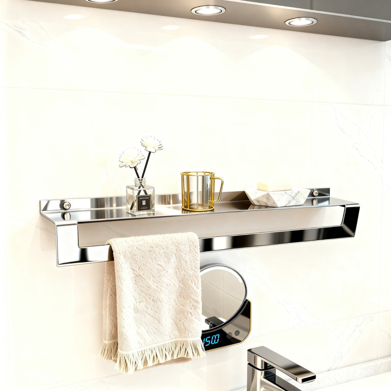 Reversa Chrome Wall Shelf – Towel Holder & Reversible Shelf