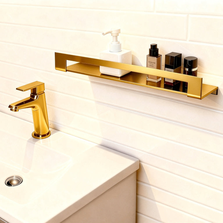 Reversa Gold Wall Shelf – Towel Holder & Reversible Shelf