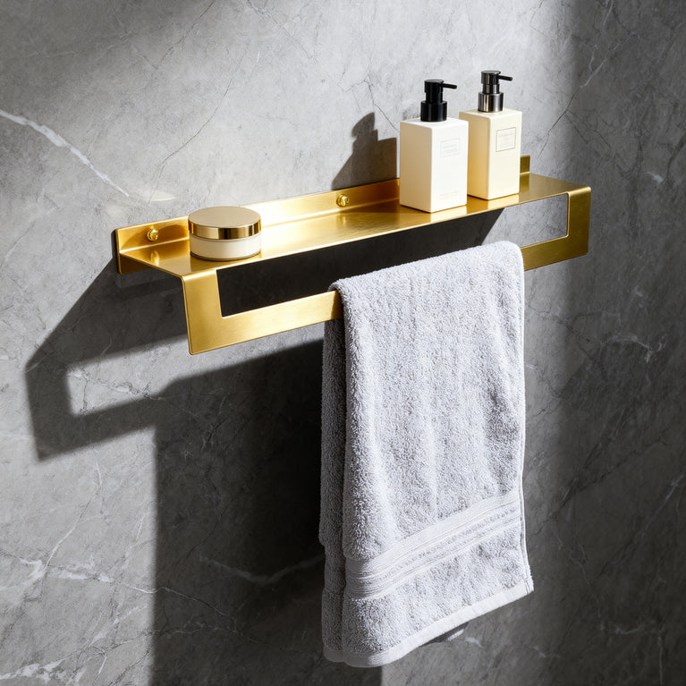 Reversa Gold Wall Shelf – Towel Holder & Reversible Shelf