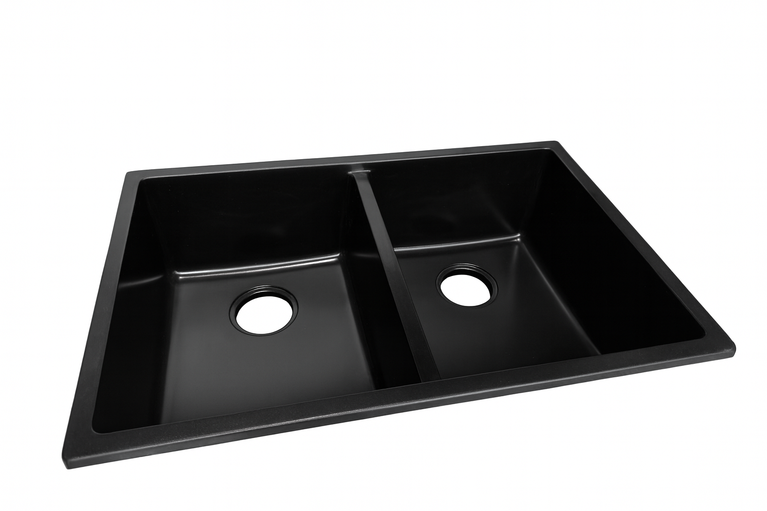 Évier double en granite noir 29" X 19" X9"