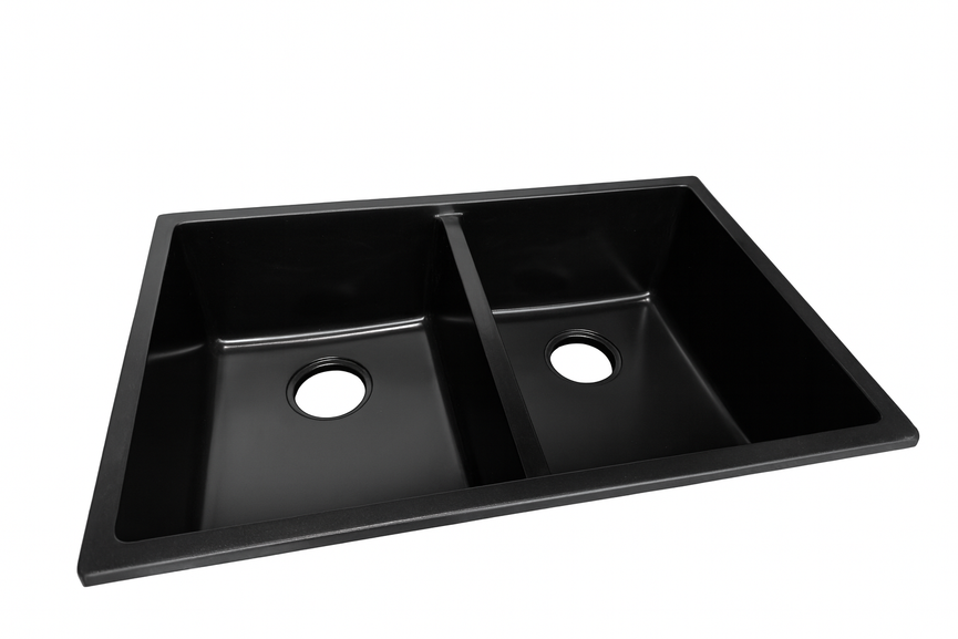 Évier double en granite noir 29" X 19" X9"