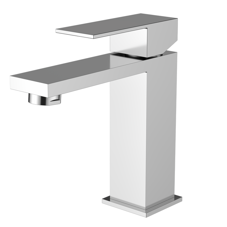 Robinet de lavabo court carré chrome | Entrepôt de la Réno