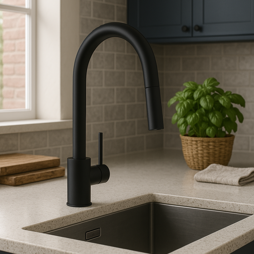 Robinet de cuisine : Design Deluxe Noir Mat