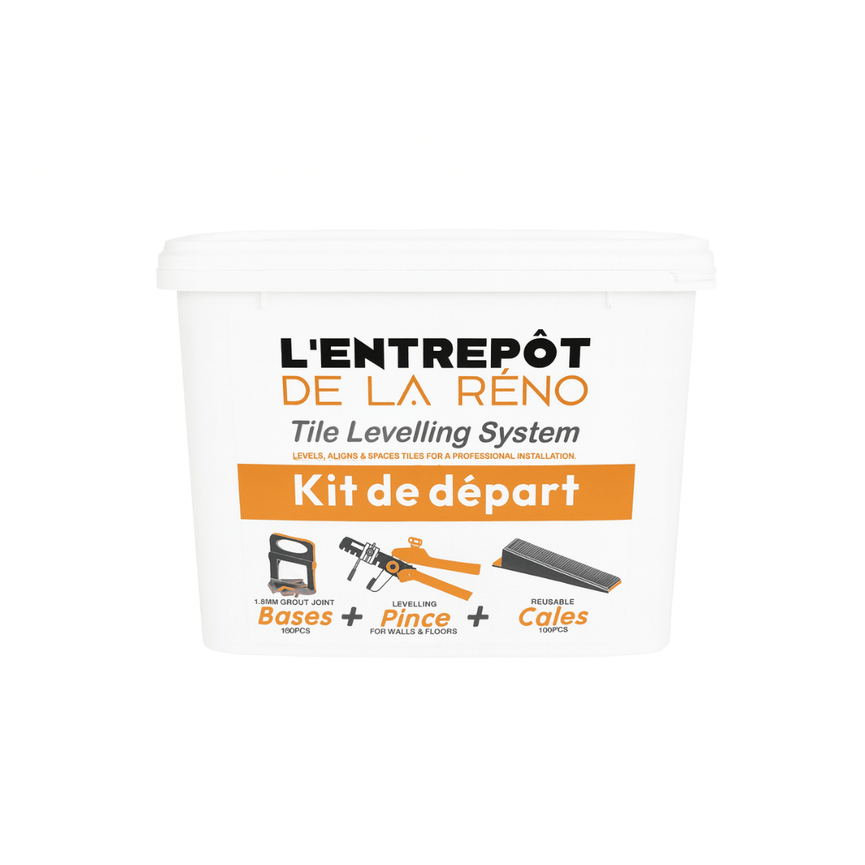 Kit de départ pour nivellement de céramique – L’Entrepôt de la Réno, système de nivellement pour carrelage.