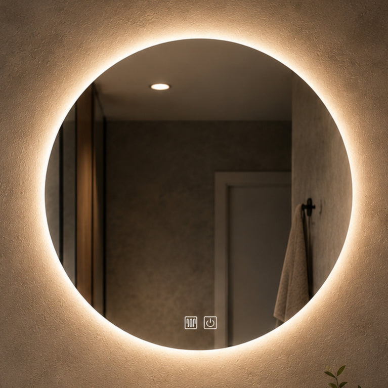 Miroir rond sans cadre à éclairage DEL - Offert en 24", 32" et 39"