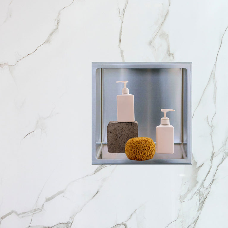 Niche de douche simple 12x12 - Acier brossé | Entrepôt de la Réno