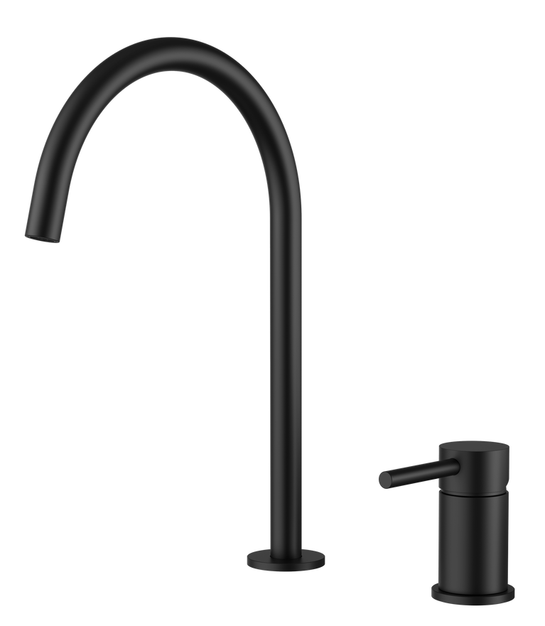 Robinet de salle de bain sur plan rond - Noir