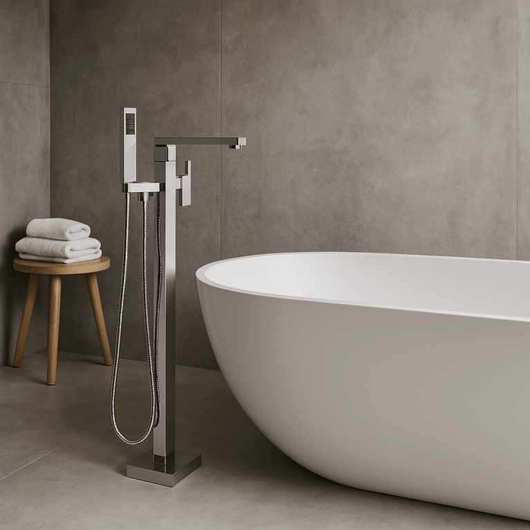 Square Freestanding Bathtub Faucet – Chrome