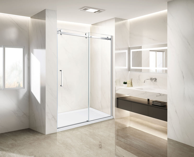 Douche (Base et Vitres inclus) chome 36"X48" en alcove | Entrepôt de la Réno