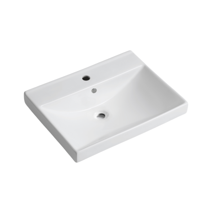 Lavabo rectangulaire 8056, semi-encastré avec trou, porcelaine 23.6" X 18.1" X 7,5"