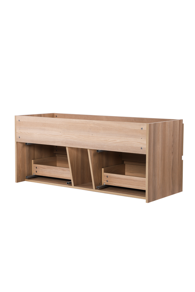 Vanité avec comptoir 60 pouces bois naturel - 2 lavabos
