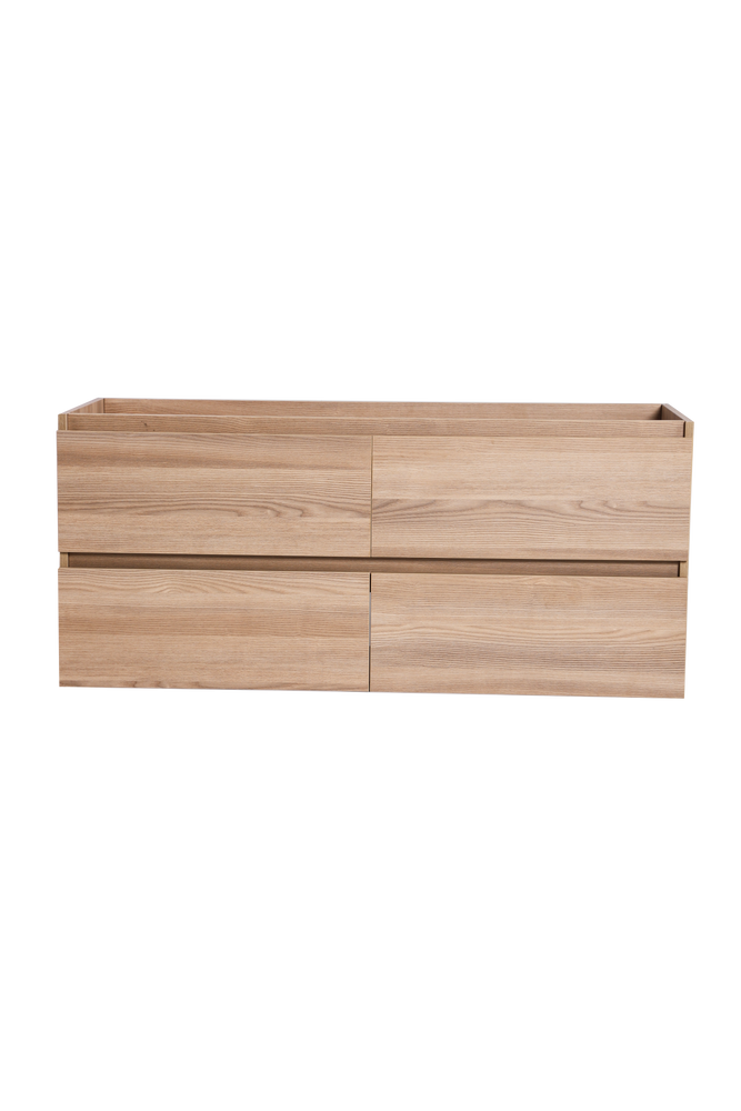 Vanité avec comptoir 60 pouces bois naturel - 2 lavabos