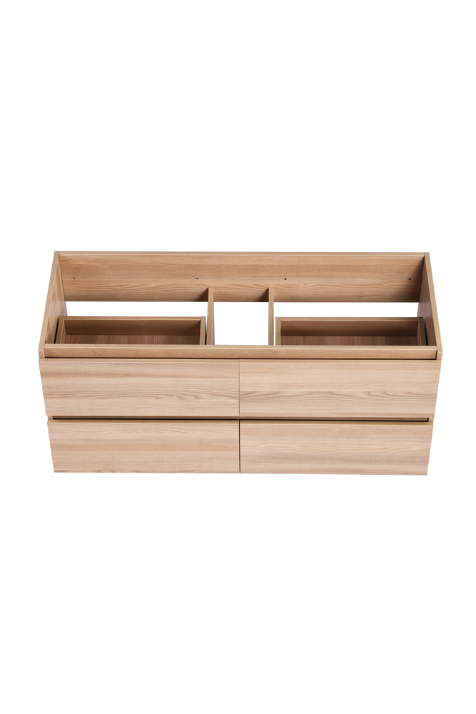 Vanité avec comptoir 60 pouces bois naturel - 2 lavabos