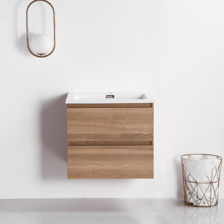 Vanity with 24-inch natural wood countertop