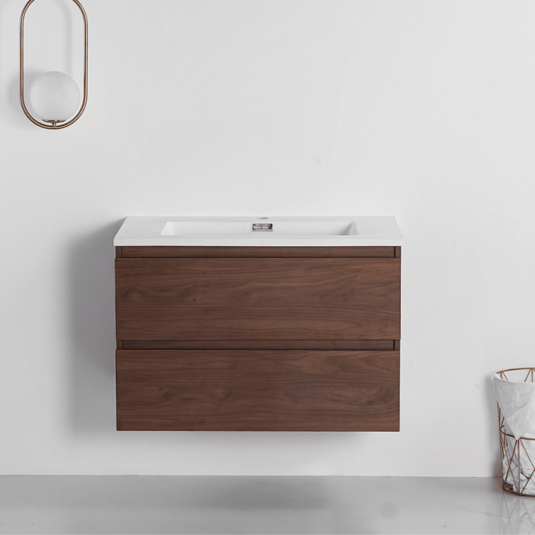 Vanity with 32-inch walnut wood countertop