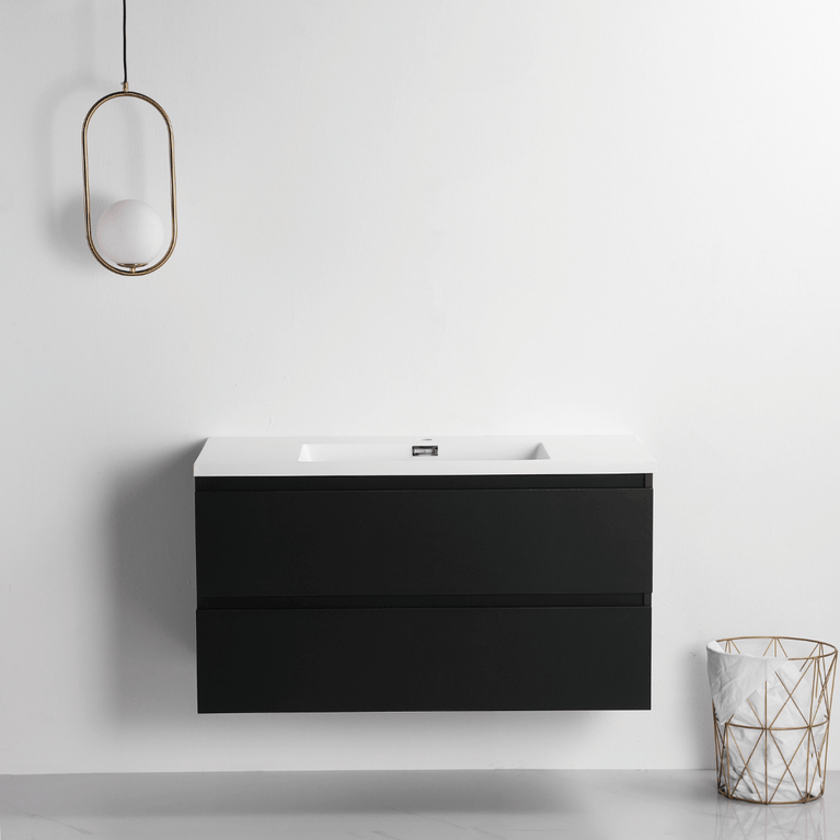 Vanity with 40-inch matte black countertop