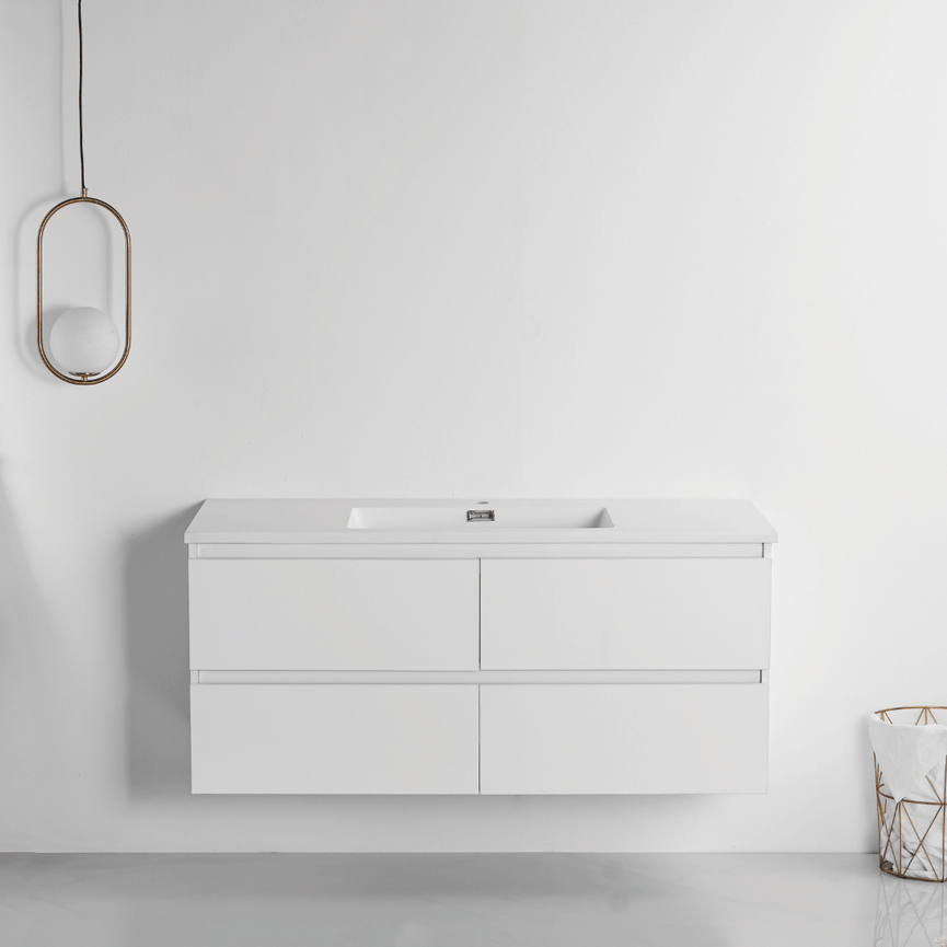 Vanité avec comptoir 48 pouces blanc satiné