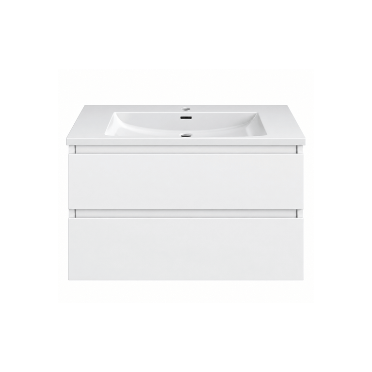 Vanity unit with ceramic countertop - matte white