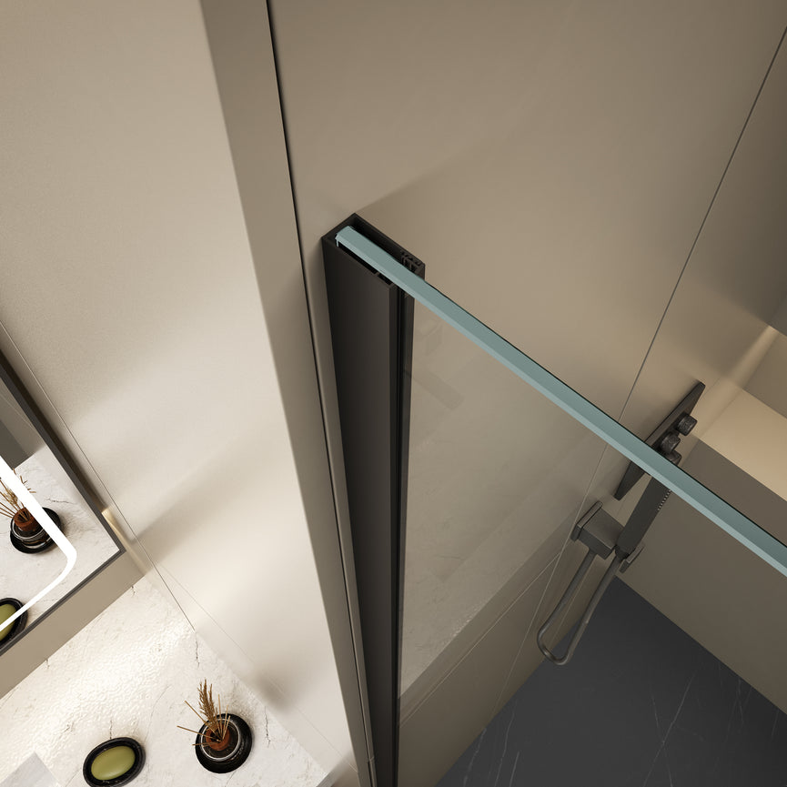 Vitre de douche fixe de style douche à l'italienne - Noir mat