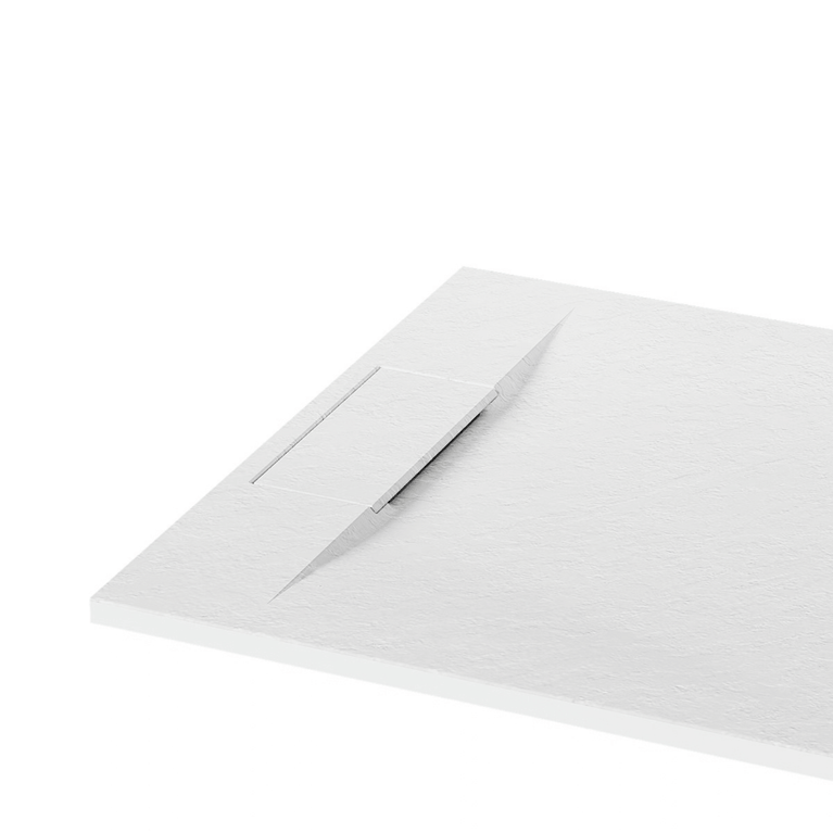 Base de douche en SMC avec drain latéral - blanche